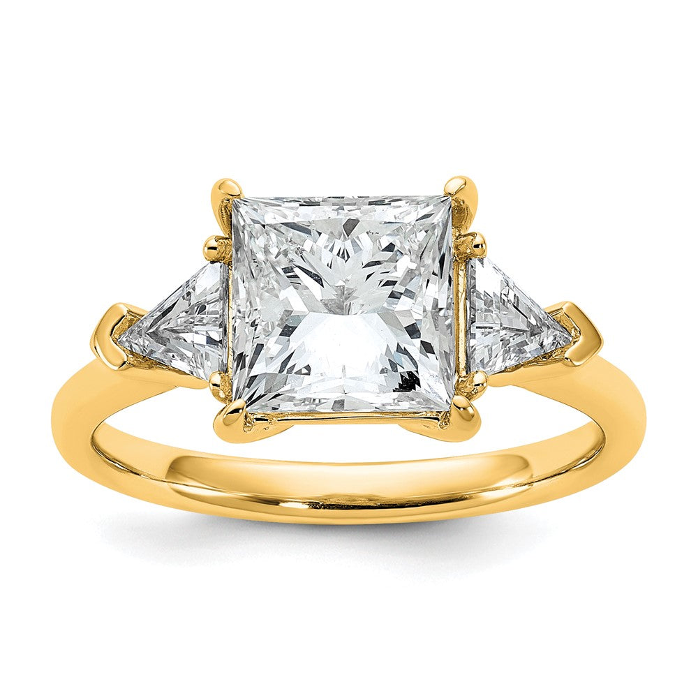 14k 5/8ct Lab Grown Dia VS/SI+ G+ Trillion/2 1/2ct Princess Semi Eng Ring