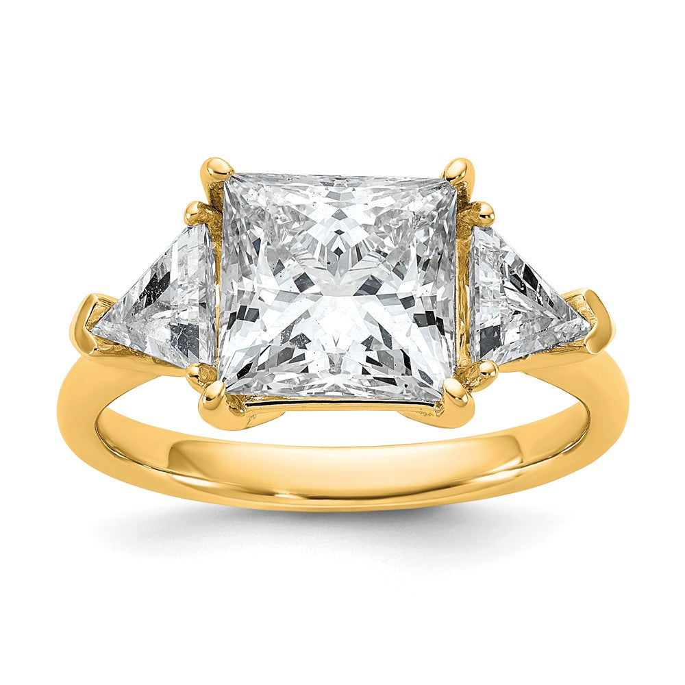 14k 1 1/8ct Lab Grown Diamond VS/SI+ G+ Trillion/3ct Princess Semi Eng Ring