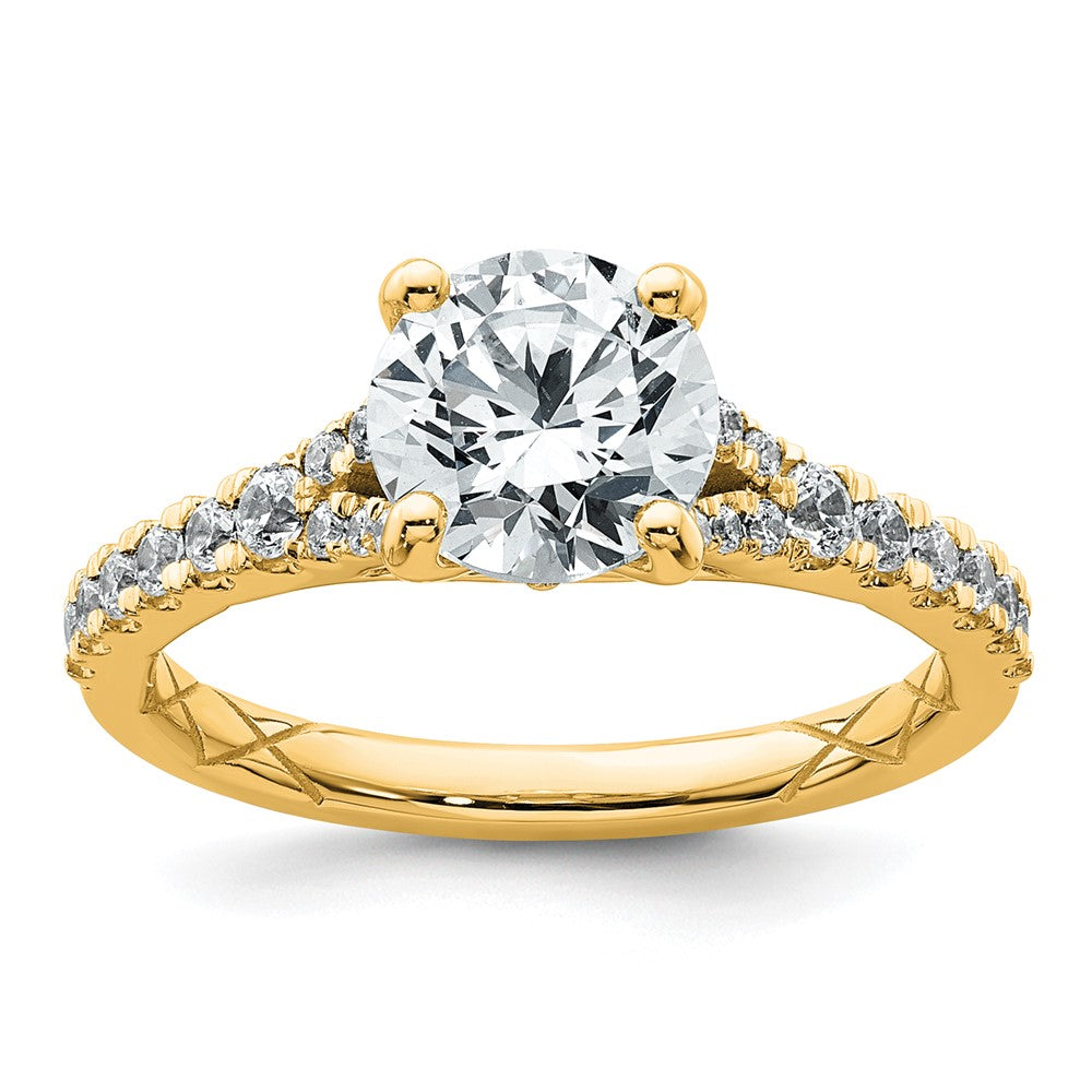 14k 1 3/4ct Lab Grown Diamond VS/SI+ G+ Round Complete Eng Ring