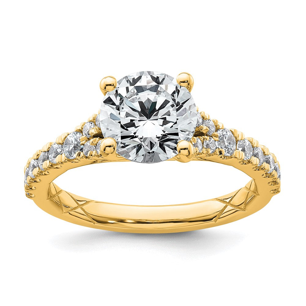 14k 2 1/2ct Lab Grown Diamond VS+ F+ Round Complete Eng Ring