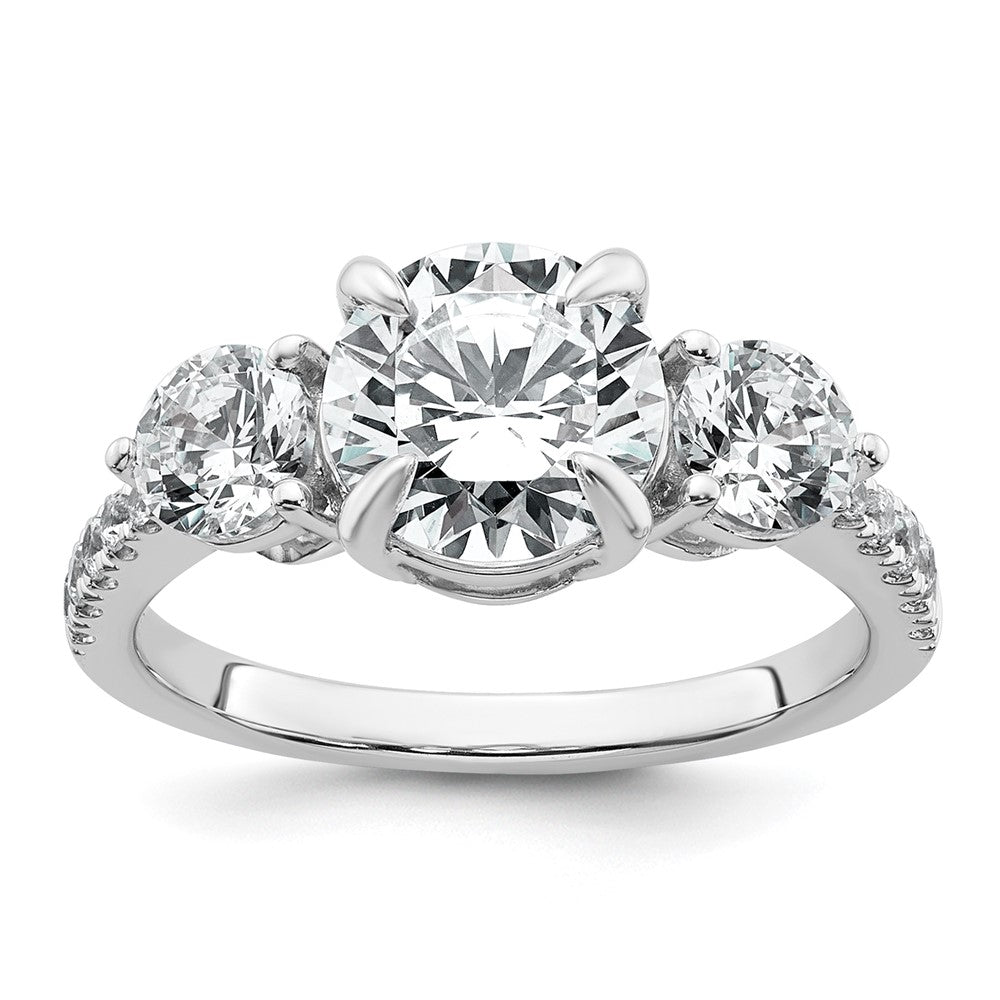 14kw 1ct Lab Grown Diamond VS+ F+ Round Semi Mount 3 Stone Eng Ring