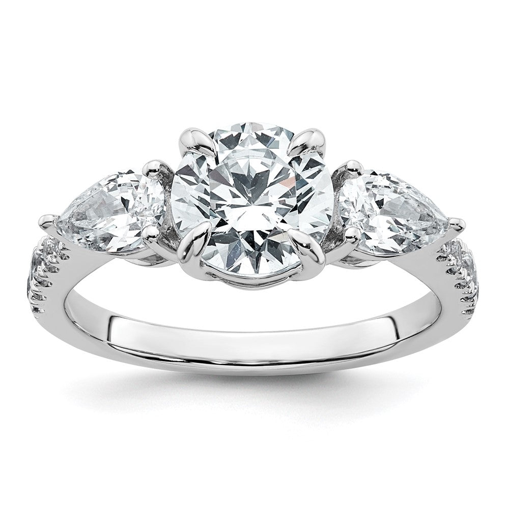 14kw 2 1/3ct Lab Grown Diamond VS+F+ Round Comp 3 Stone Eng Ring