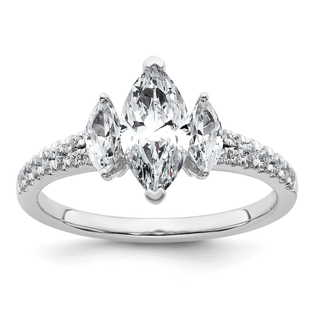 14kw 1 1/2ct Cert Lab Grown Diamond VS+ F+ Marquise Comp 3 Stone Eng Ring