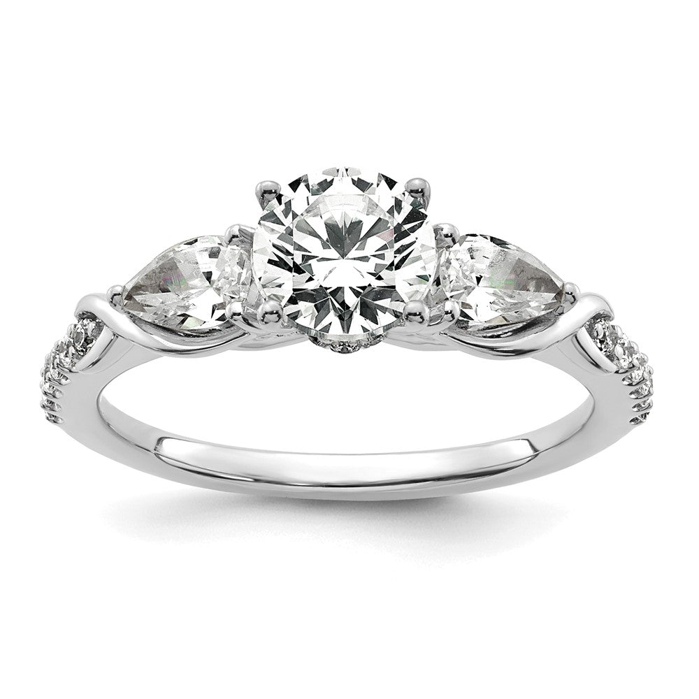 14kw 1 5/8ct Lab Grown Diamond VS+ F+ Round Comp 3 Stone Eng Ring