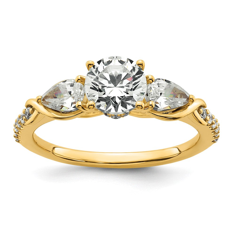 14k 1 5/8ct Cert Lab Grown Diamond VS+ F+ Round Comp 3 Stone Eng Ring