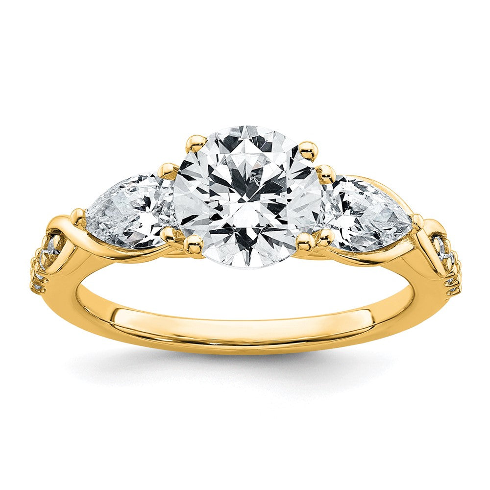 14k 2 1/4ct Cert Lab Grown Diamond VS+ F+ Round Comp 3 Stone Eng Ring