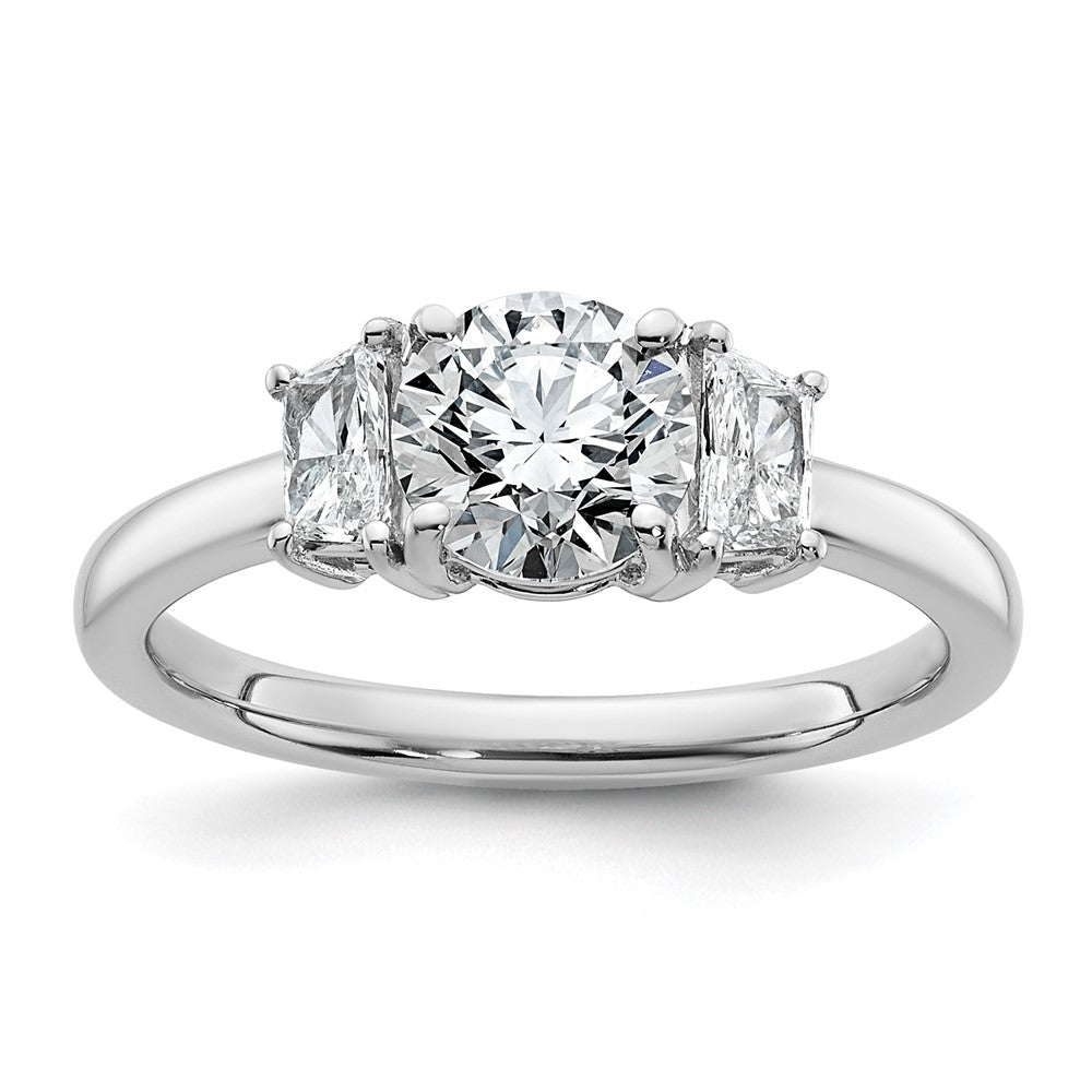 14kw 1 3/8ct Cert Lab Grown Dia VS+ F+ Trapezoid/Round Comp Eng Ring