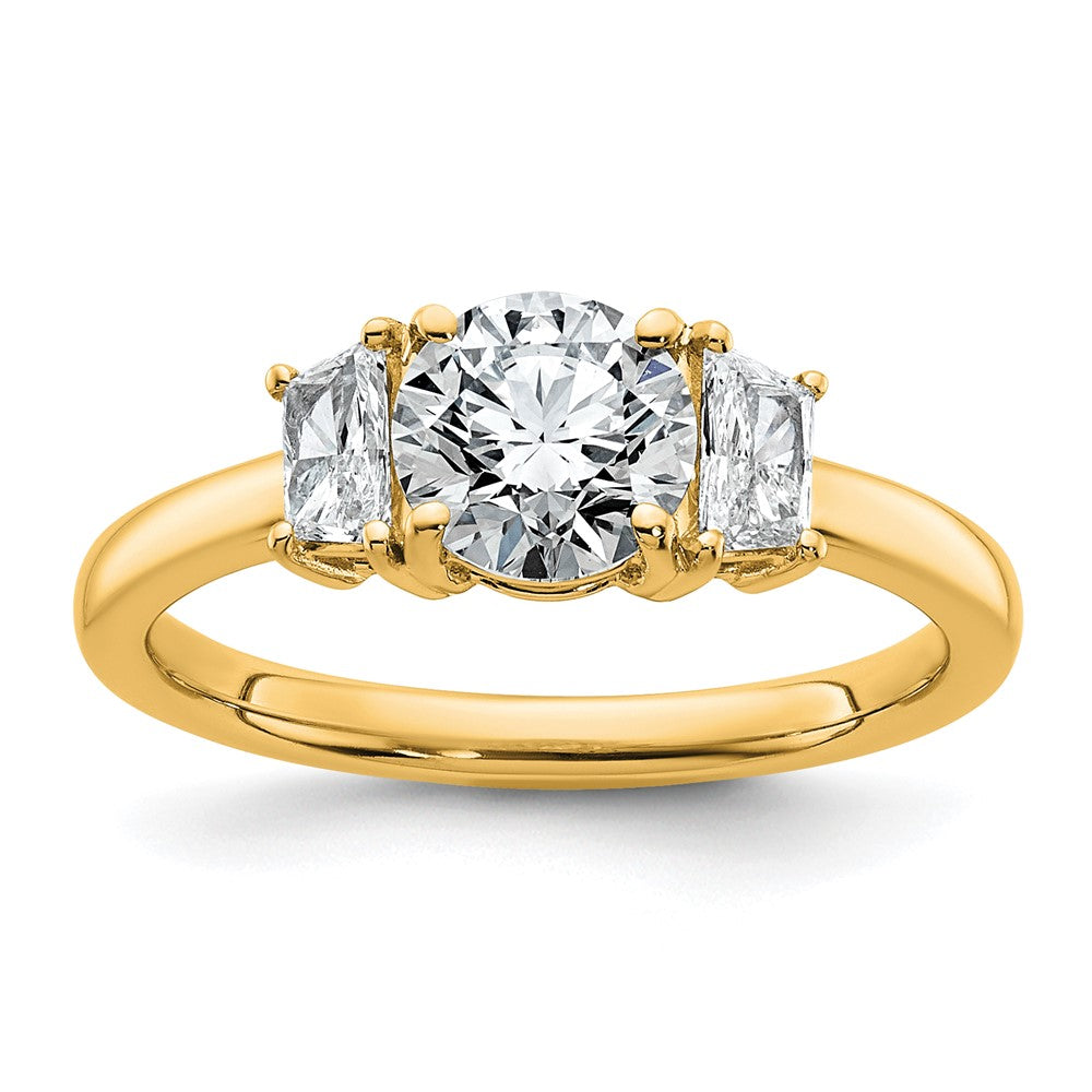 14k 1 3/8ct Lab Grown Diamond VS+ F+ Trapezoid Sidestones Comp Eng Ring