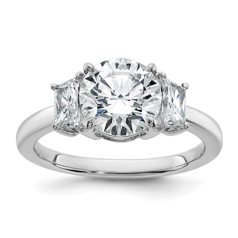 14kw 2 1/2ct Cert Lab Grown Dia VS+ F+ Round/Trapezoid Comp Eng Ring