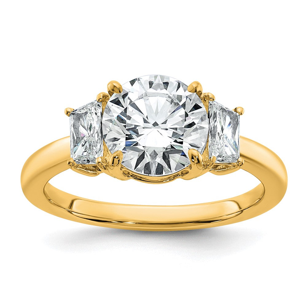 14k 2 1/2ct Lab Grown Diamond VS+ F+ Trapezoid Sidestones Comp Eng Ring