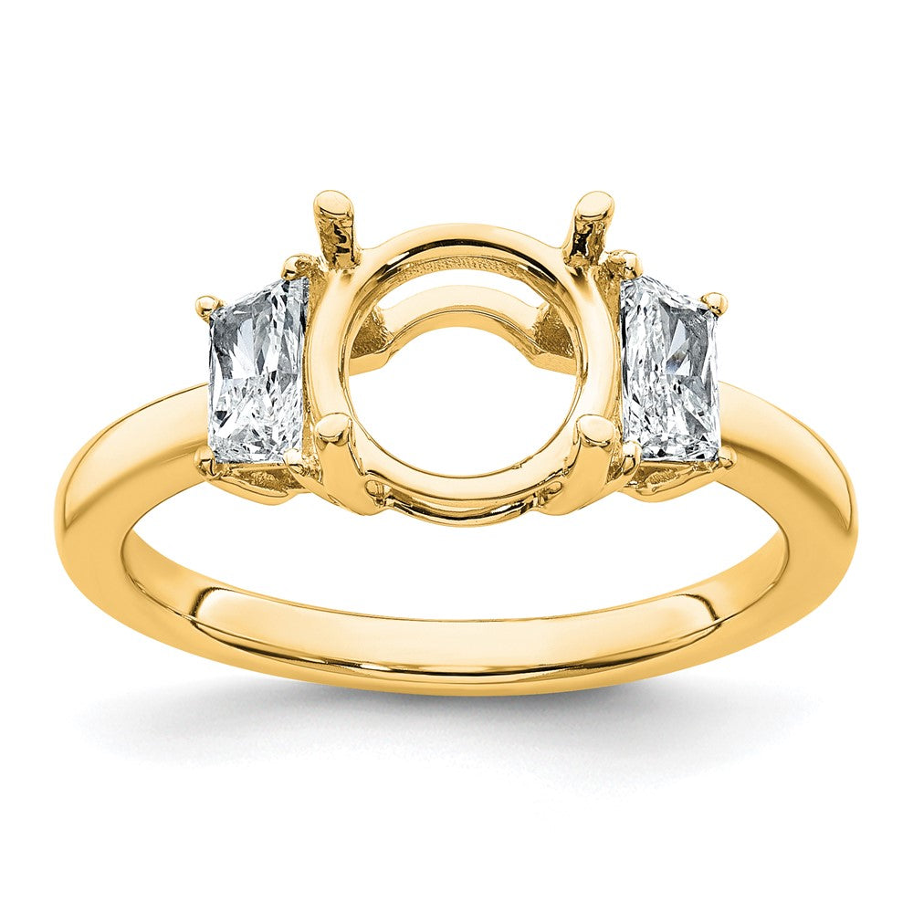 14k 1/2ct Lab Grown Diamond VS+ F+ Trapezoid Sidestones Semi Eng Ring