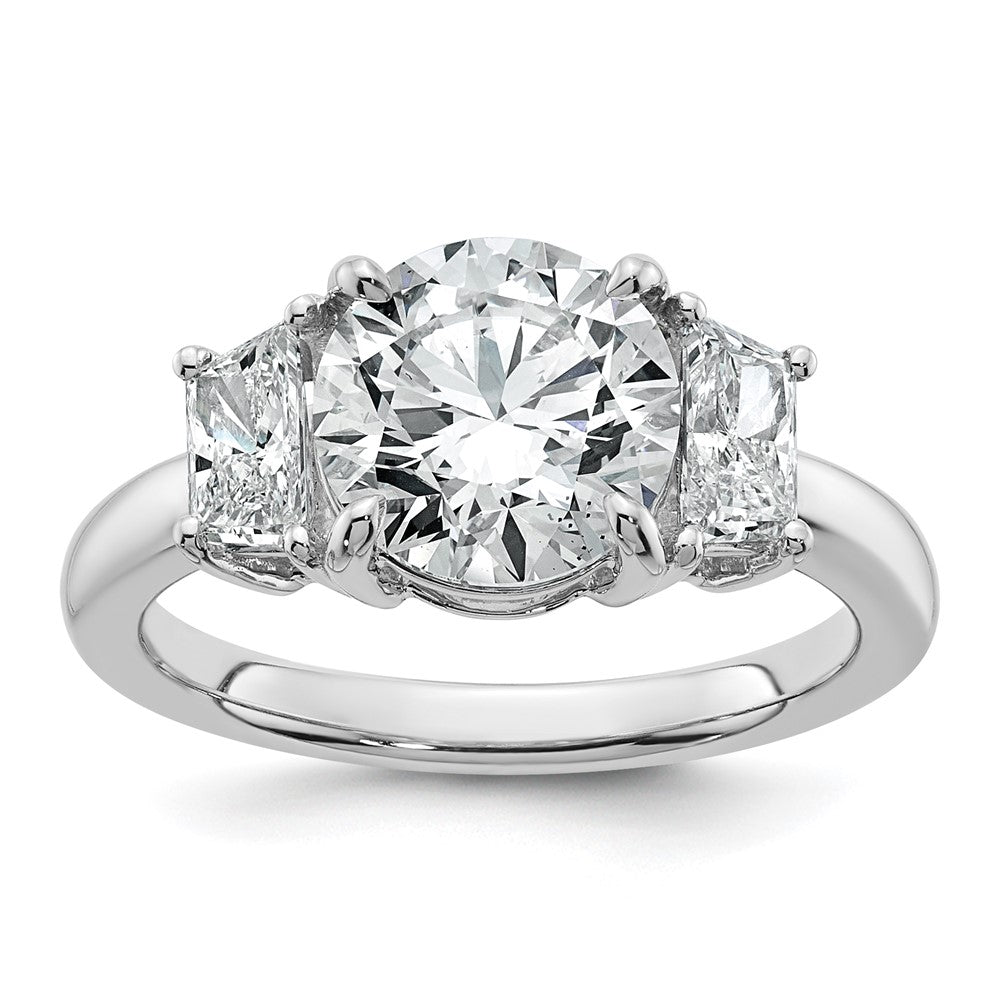14kw 3 1/2ct Cert Lab Grown Dia VS+ F+ Trapezoid Sidestones Comp Eng Ring