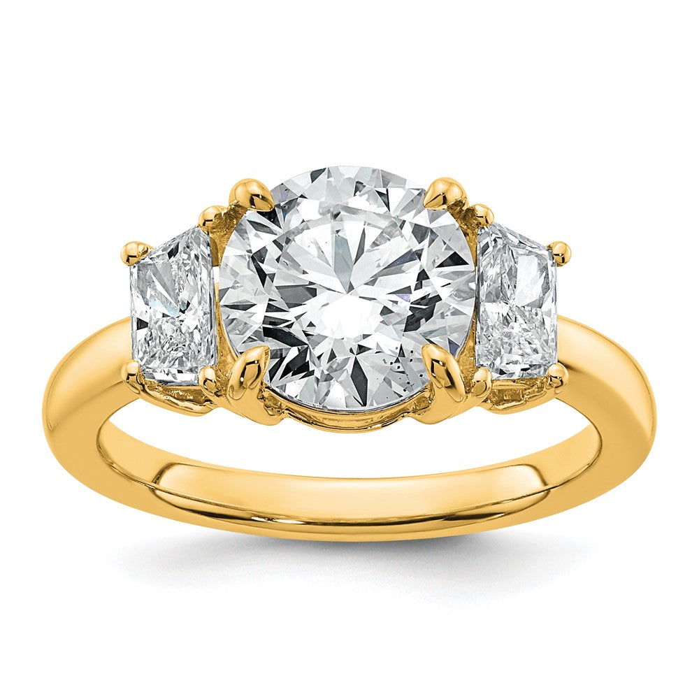 14k 3 1/2ct Lab Grown Diamond VS+ F+ Trapezoid Sidestones Comp Eng Ring