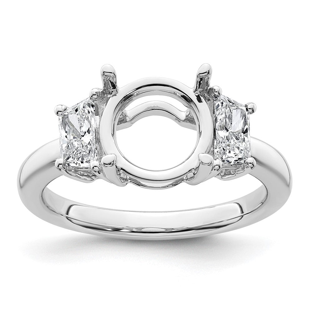 14kw 3/4ct Lab Grown Diamond VS+ F+ Trapezoid Sidestones Semi Eng Ring
