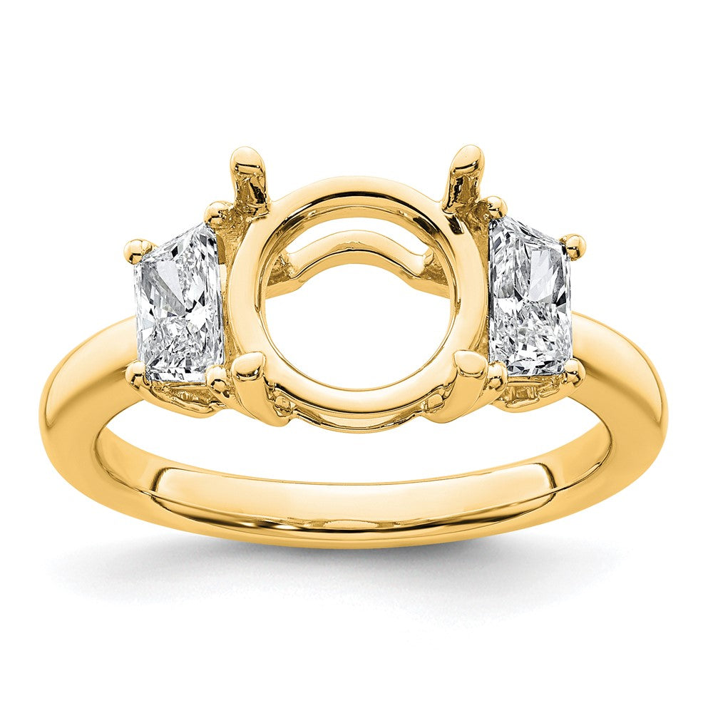 14k 3/4ct Lab Grown Diamond VS+ F+ Trapezoid Sidestones Semi Eng Ring
