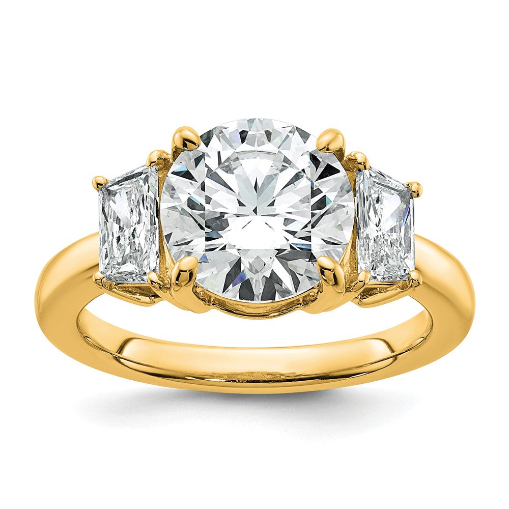 14k 3 3/4ct Cert Lab Grown Dia VS+ F+ Trapezoid Sidestones Comp Eng Ring