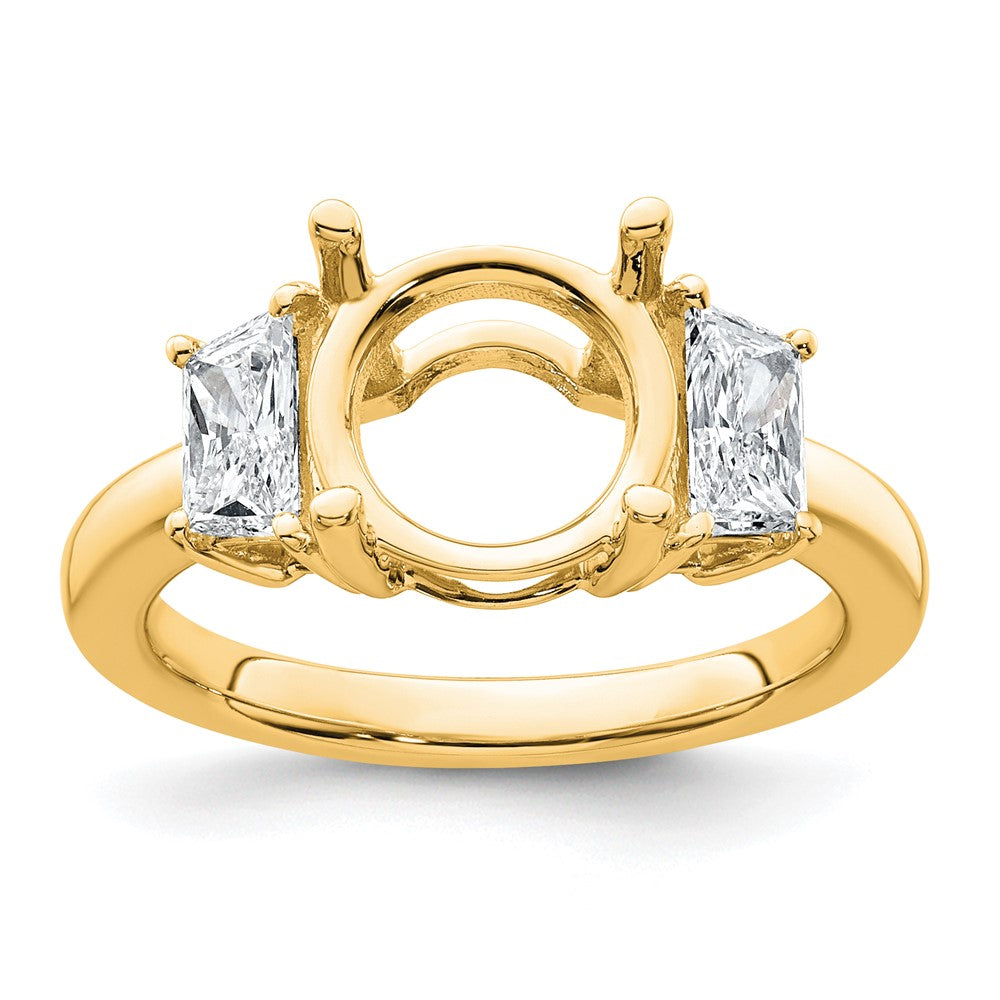 14k 3/4ct Lab Grown Diamond VS+ F+ Trapezoid Sidestones Semi Eng Ring