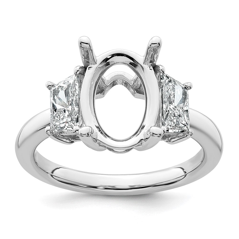 14kw 1ct Lab Grown Diamond VS+ F+ Trapezoid 3ct Oval Semi 3 Stone Eng Ring