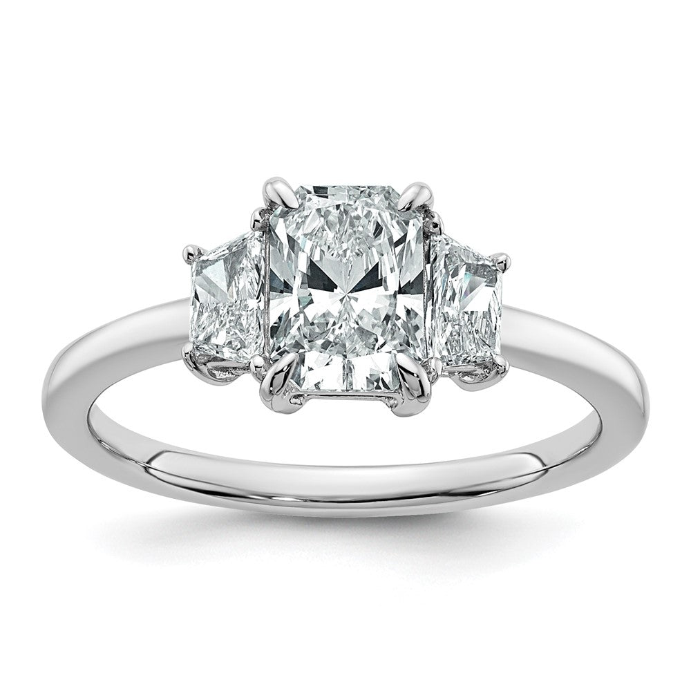 14kw 1 3/8ct Lab Grown Diamond VS+ F+ Radiant&Trapezoid Comp Eng Ring