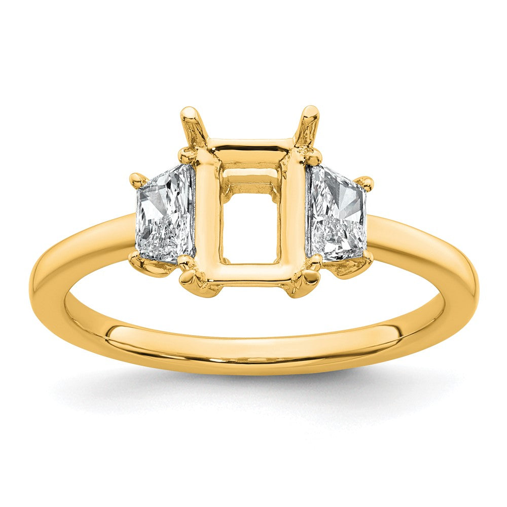 14k 3/8ct Lab Grown Diamond VS+ F+ Trapezoid 1ct Radiant Semi Eng Ring