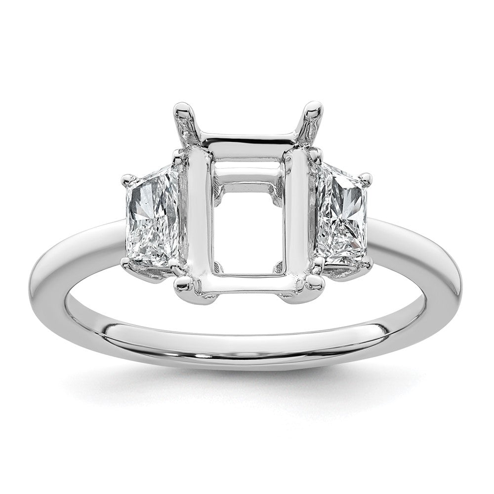 14kw 1/2ct Lab Grown Dia VS+ F+ Trapezoid 1 1/2ct Radiant Semi Eng Ring