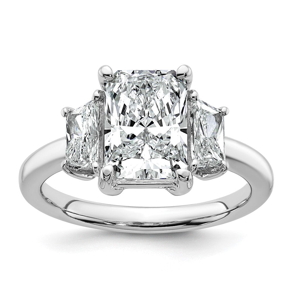 14kw 3 1/3ct Cert Lab Grown Dia VS+ F+ Radiant&Trapezoid Comp Eng Ring
