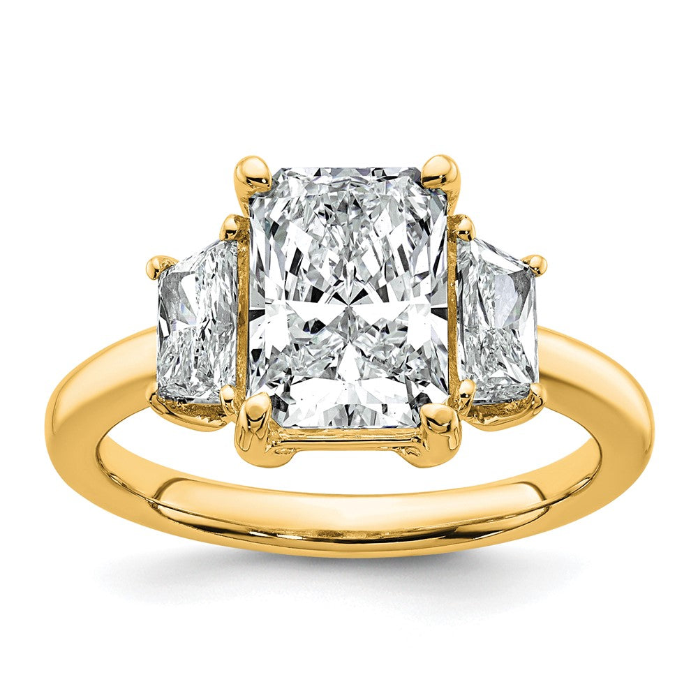 14k 3 1/3ct Cert Lab Grown Dia VS+ F+ Radiant&Trapezoid Comp Eng Ring