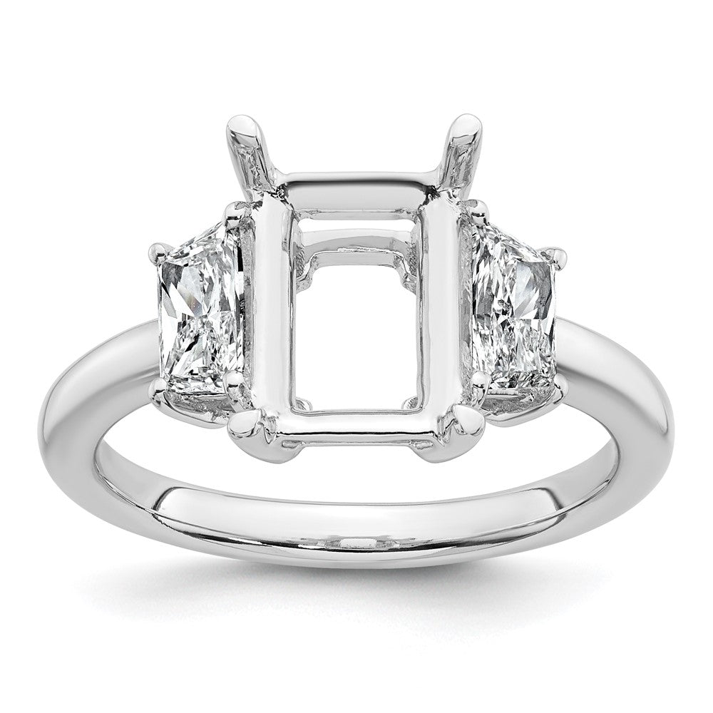 14kw 3/4ct Lab Grown Dia VS+ F+ Trapezoid 2 1/2ct Radiant Semi Eng Ring