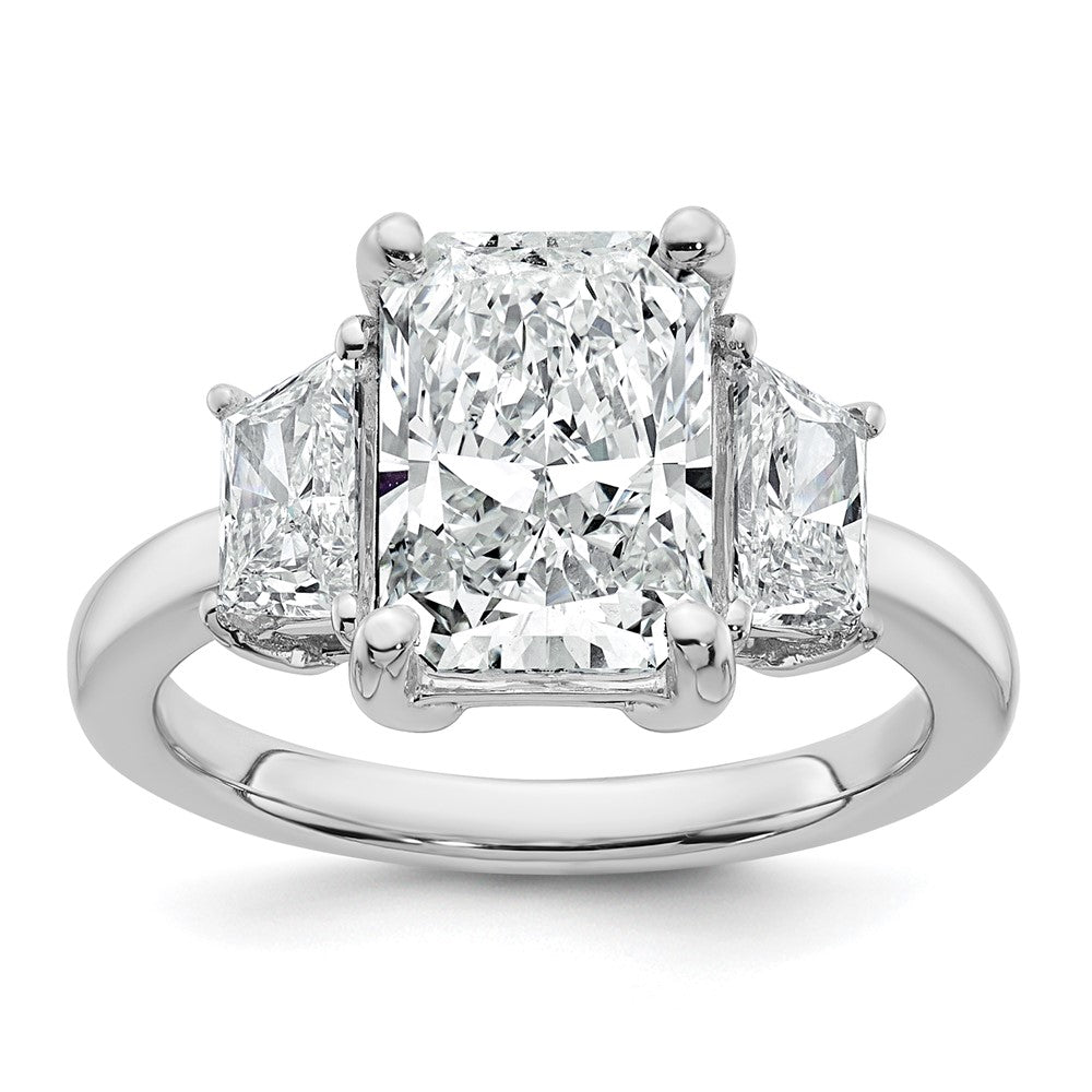 14kw 4ct Lab Grown Diamond VS+ F+ Radiant&Trapezoid Comp Eng Ring