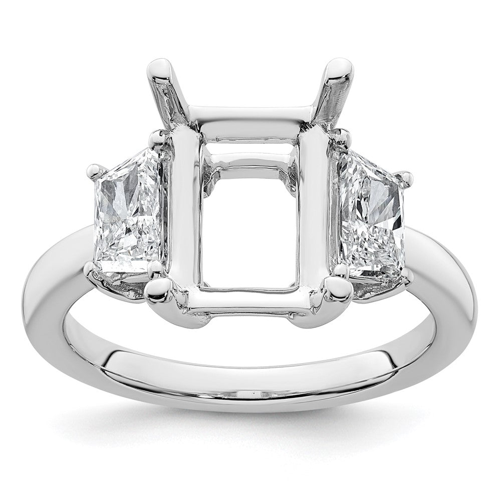 14kw 1ct Lab Grown Diamond VS+ F+ Trapezoid 3ct Radiant Semi Eng Ring