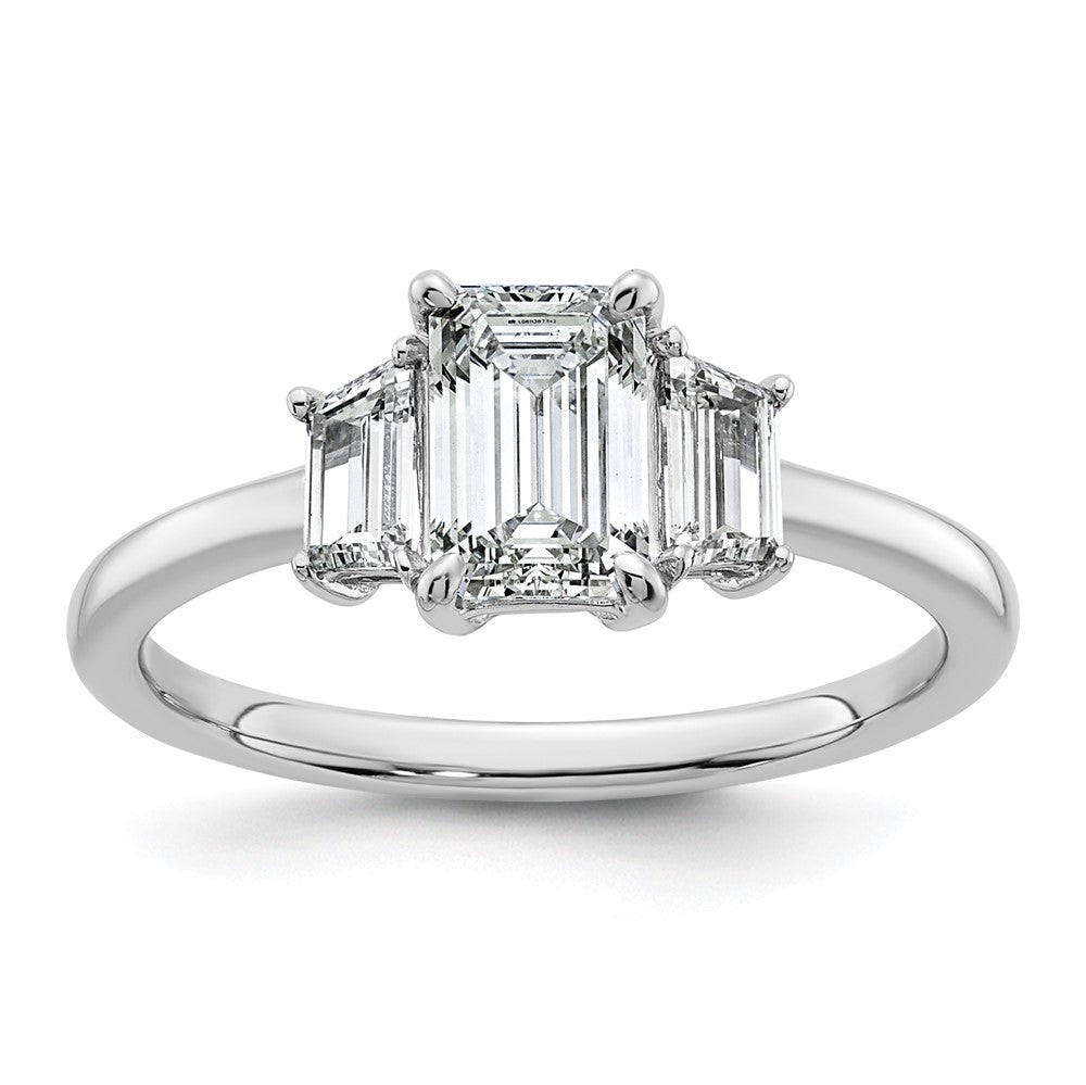 14kw 1 3/8ct Cert Lab Grown Diamond VS+ F+ Emerald&Trapezoid Eng Ring
