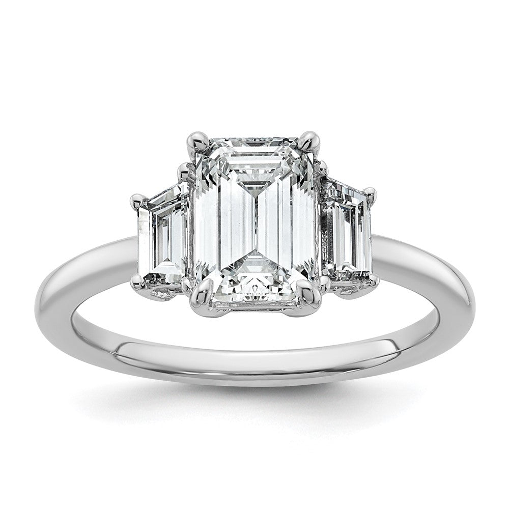 14kw 2ct Cert Lab Grown Diamond VS+ F+ Emerald&Trapezoid Eng Ring