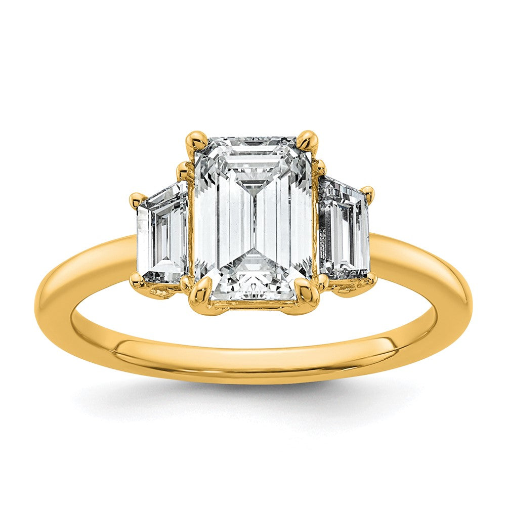 14k 2ct Cert Lab Grown Diamond VS+ F+ Emerald&Trapezoid Eng Ring