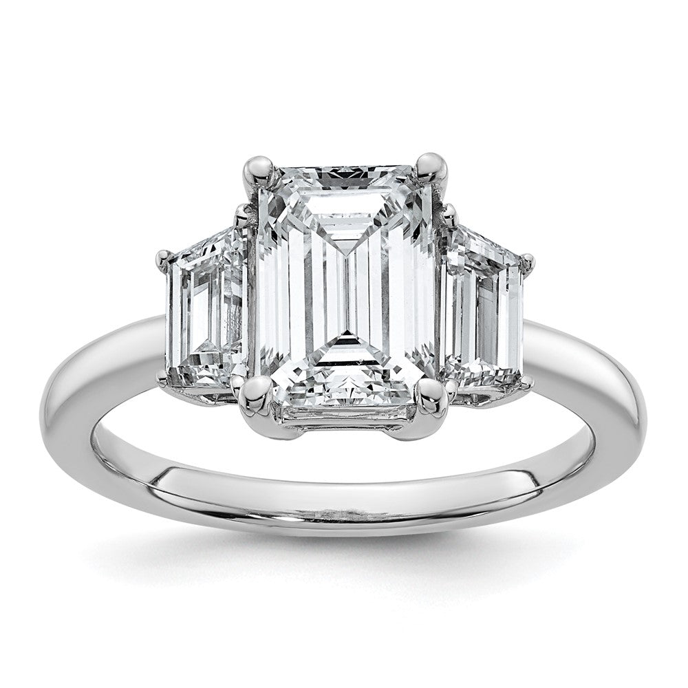 14kw 2 3/4ct Lab Grown Diamond VS+ F+ Emerald&Trapezoid Eng Ring