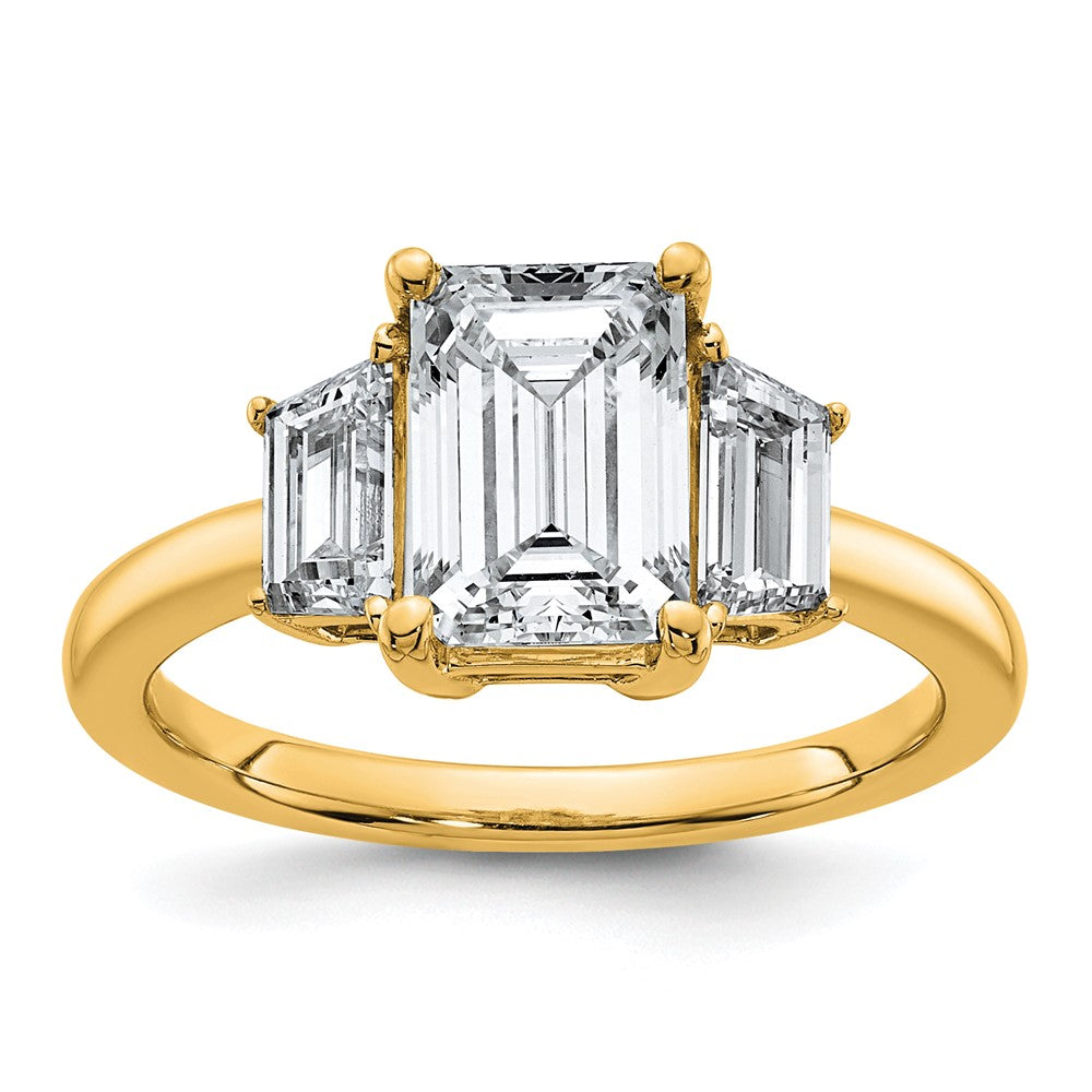 14k 2 3/4ct Cert Lab Grown Diamond VS+ F+ Emerald&Trapezoid Eng Ring