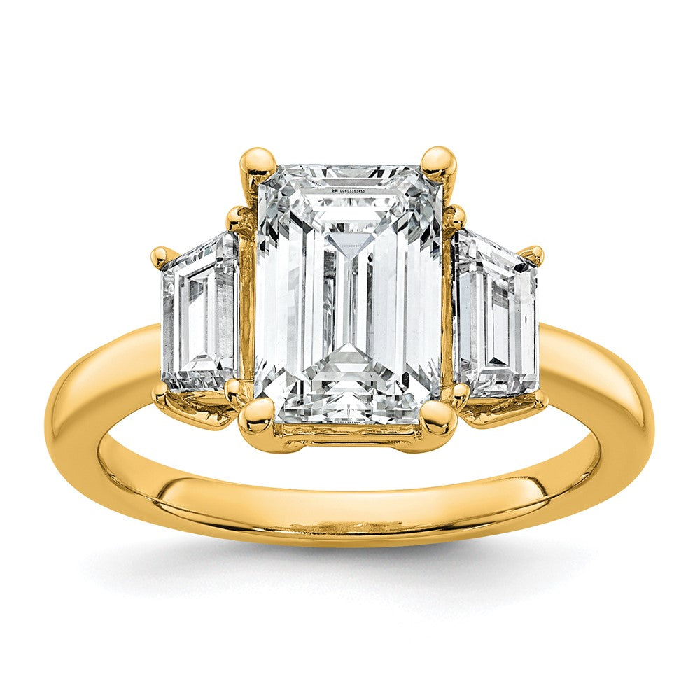 14k 3/4ct Lab Grown Dia VS+ F+ Semi Mount Emerald Center Ring