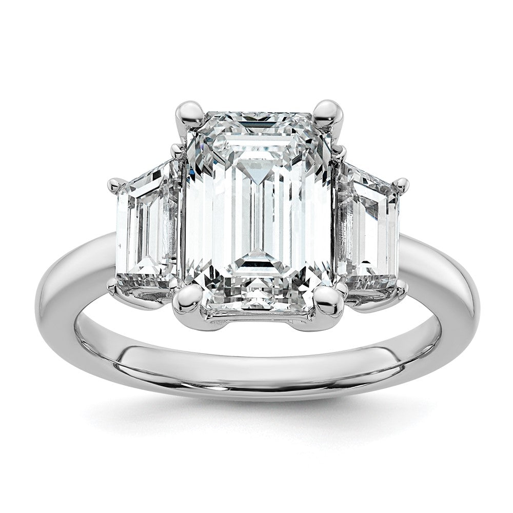 14kw 4ct Cert Lab Grown Diamond VS+ F+ Emerald&Trapezoid Eng Ring