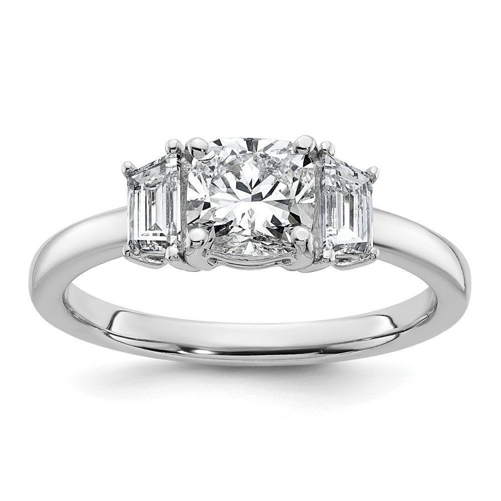 14kw 1 3/8ct Cert Lab Grown Dia VS+ F+ Cushion &1/2 Moon Comp Eng Ring