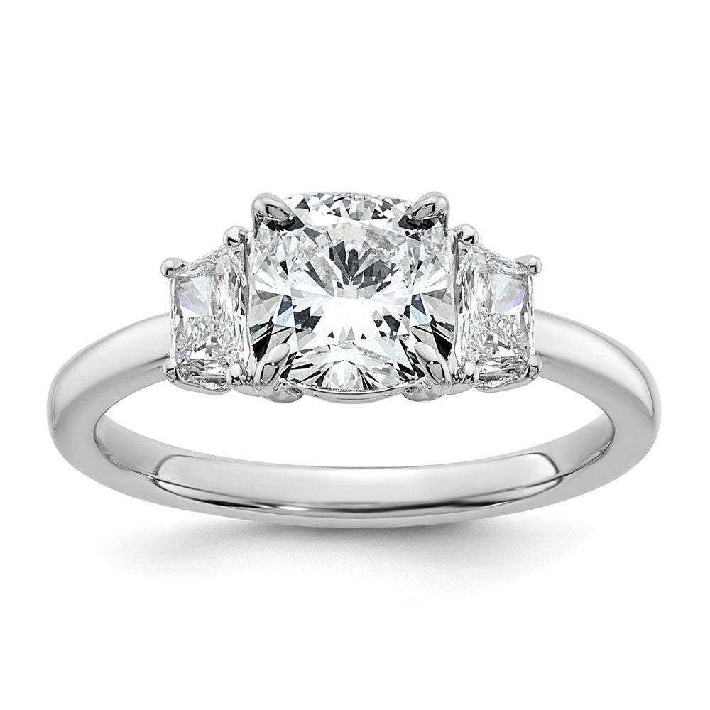 14kw 1 7/8ct Cert Lab Grown Dia VS+ F+ Cushion&1/2 Moon Comp Eng Ring