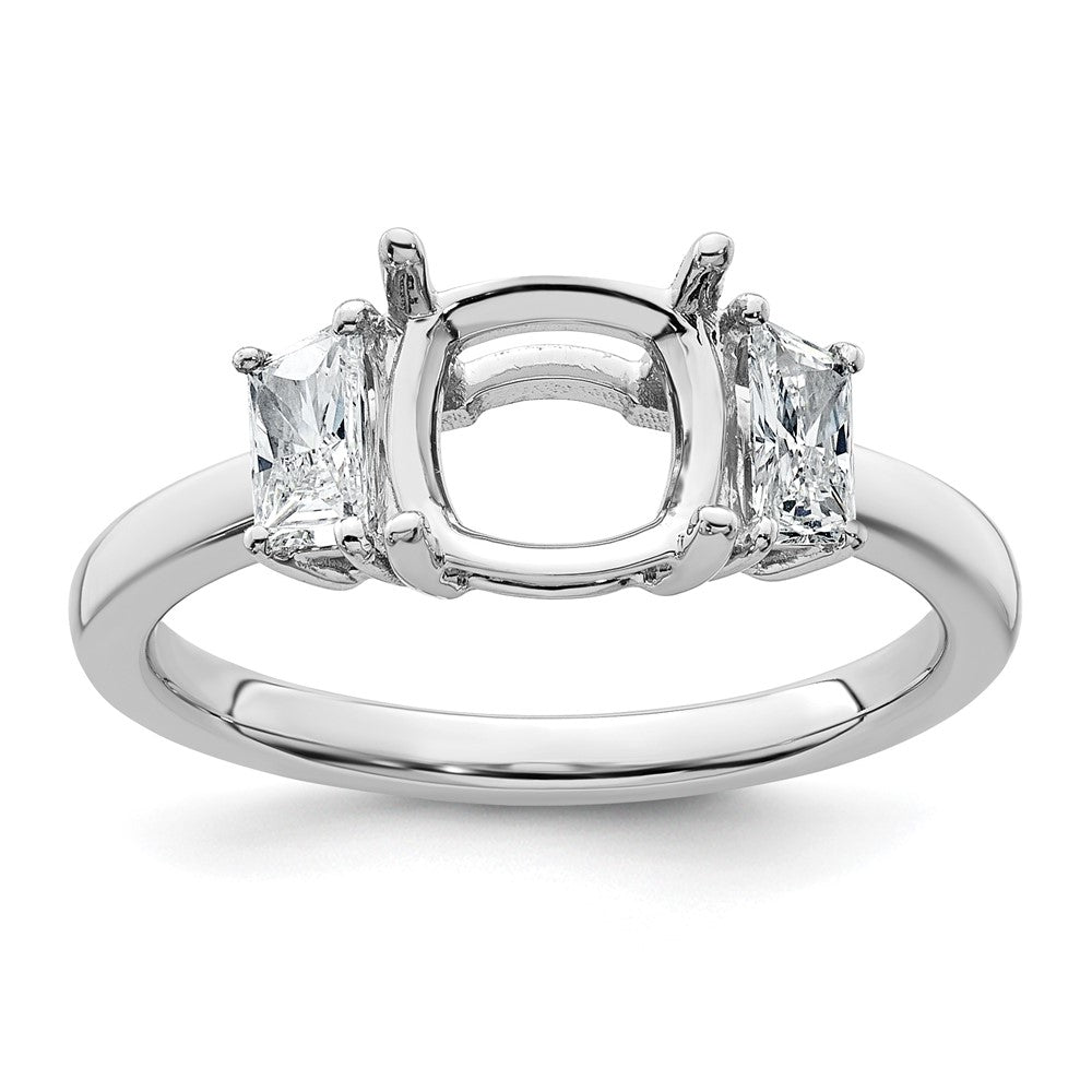 14kw  1/2ct Lab Grown Diamond VS+ F+ 1/2 Moon 2ct Cushion Semi Eng Ring