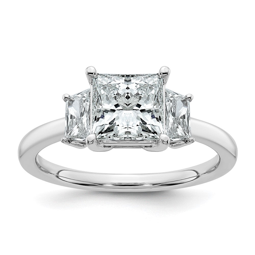 14kw 2ct Lab Grown Diamond VS+ F+ Princess&Trapezoid Comp Eng Ring