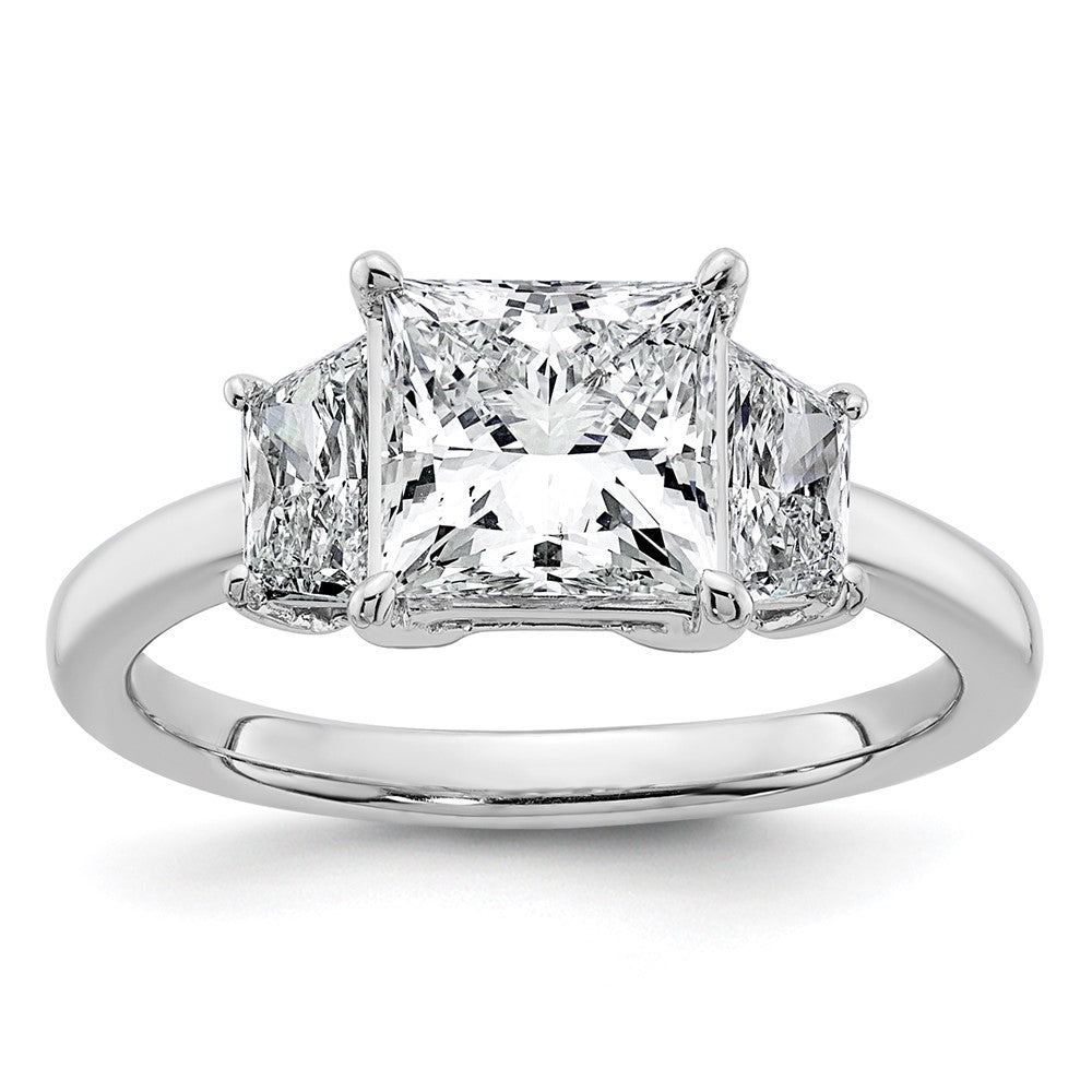 14kw 2 3/4ct Lab Grown Diamond VS+ F+ Princess&Trapezoid Comp Eng Ring