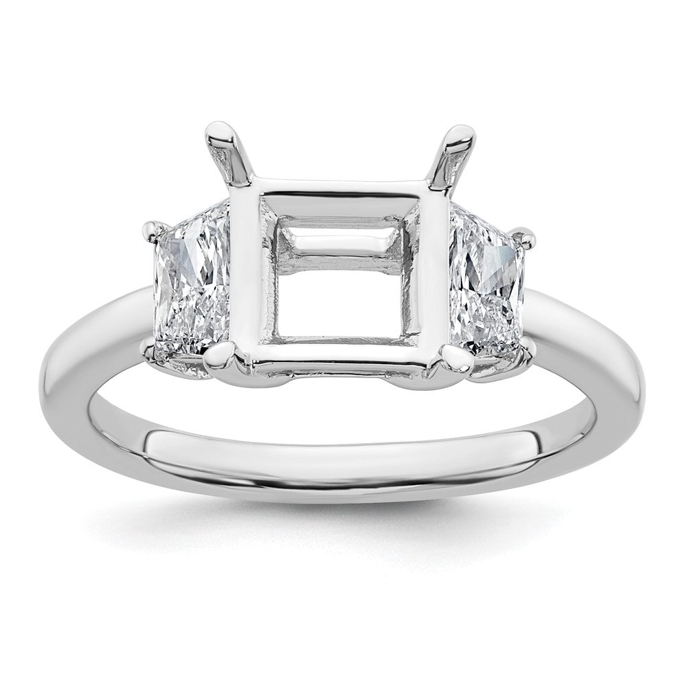 14kw 3/4ct Lab Grown Diamond VS+ F+ Trapezoid 2ct Princess Semi Eng Ring