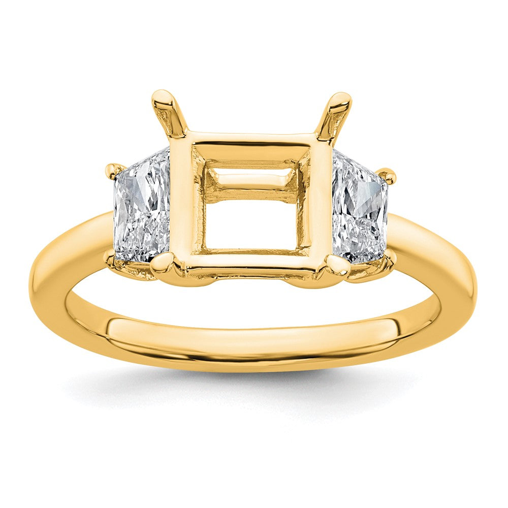 14k 3/4ct Lab Grown Diamond VS+ F+ Trapezoid 2ct Princess Semi Eng Ring