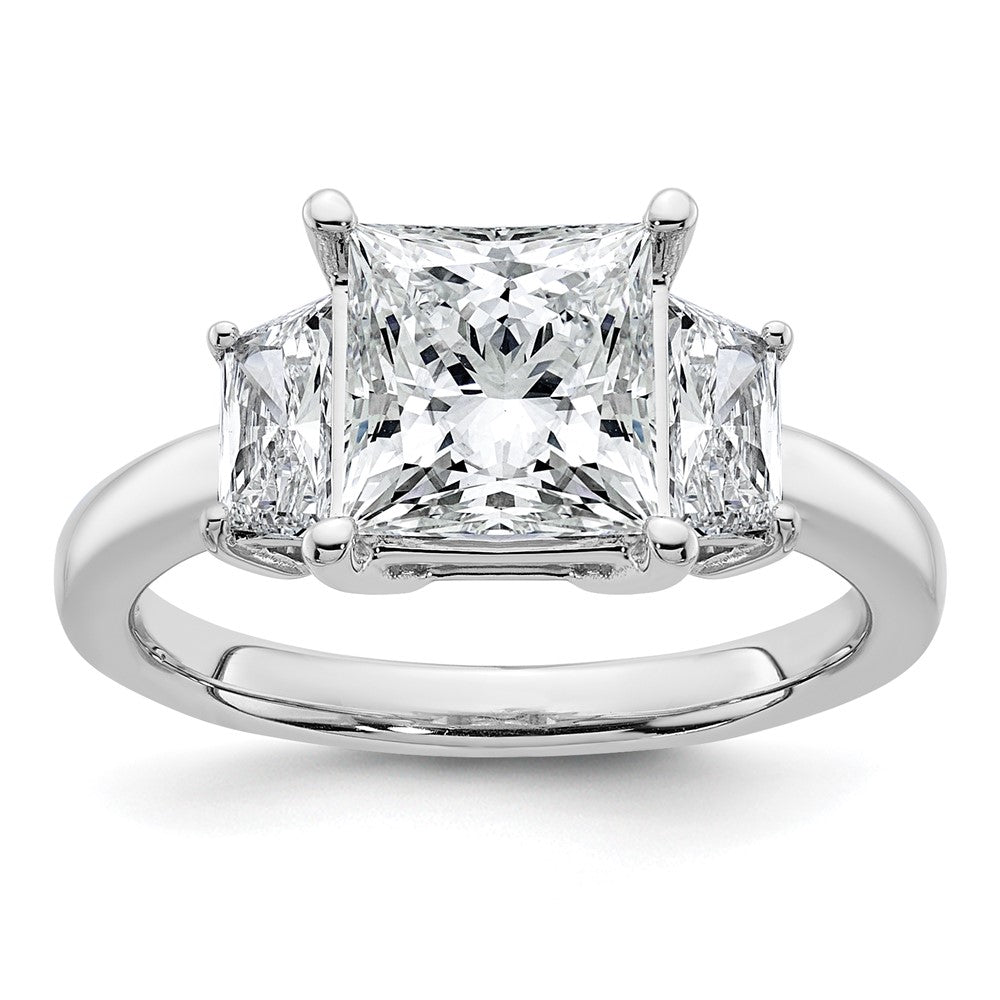 14kw 3 1/3ct Lab Grown Diamond VS+ F+ Princess&Trapezoid Comp Eng Ring