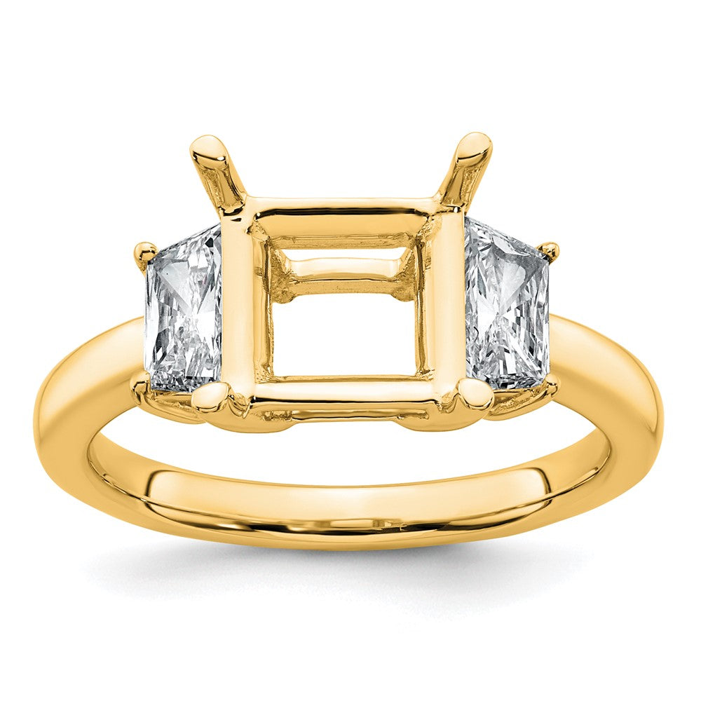 14k 3/4ct Lab Grown Dia VS+ F+ Trapezoid 2 1/2ct Princess Semi Eng Ring