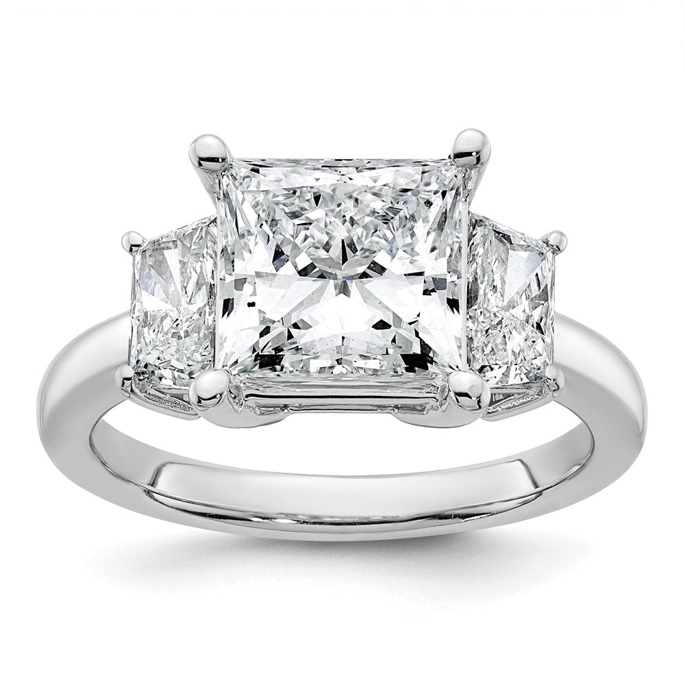 14kw 4ct Cert Lab Grown Dia VS+ F+ Princess&Trapezoid Comp Eng Ring