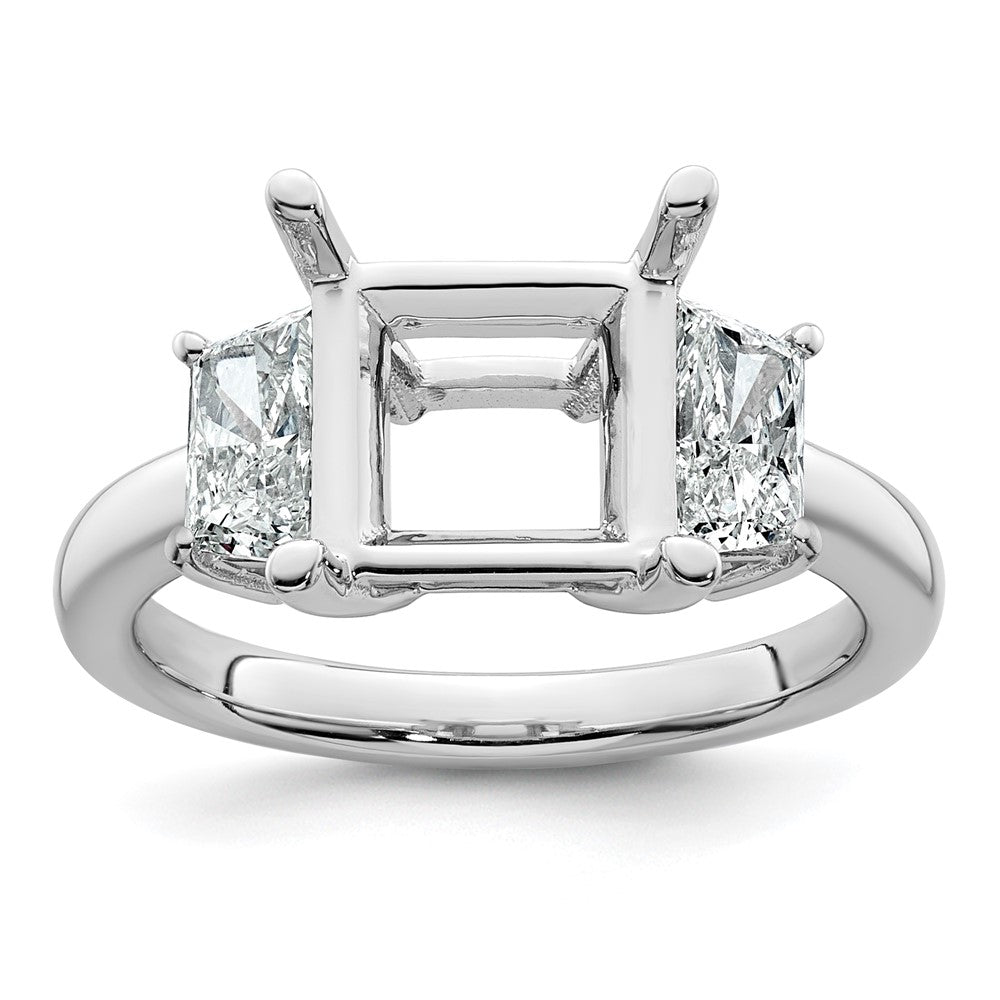 14kw 1ct Lab Grown Diamond VS+ F+ Trapezoid 3ct Princess Semi Eng Ring
