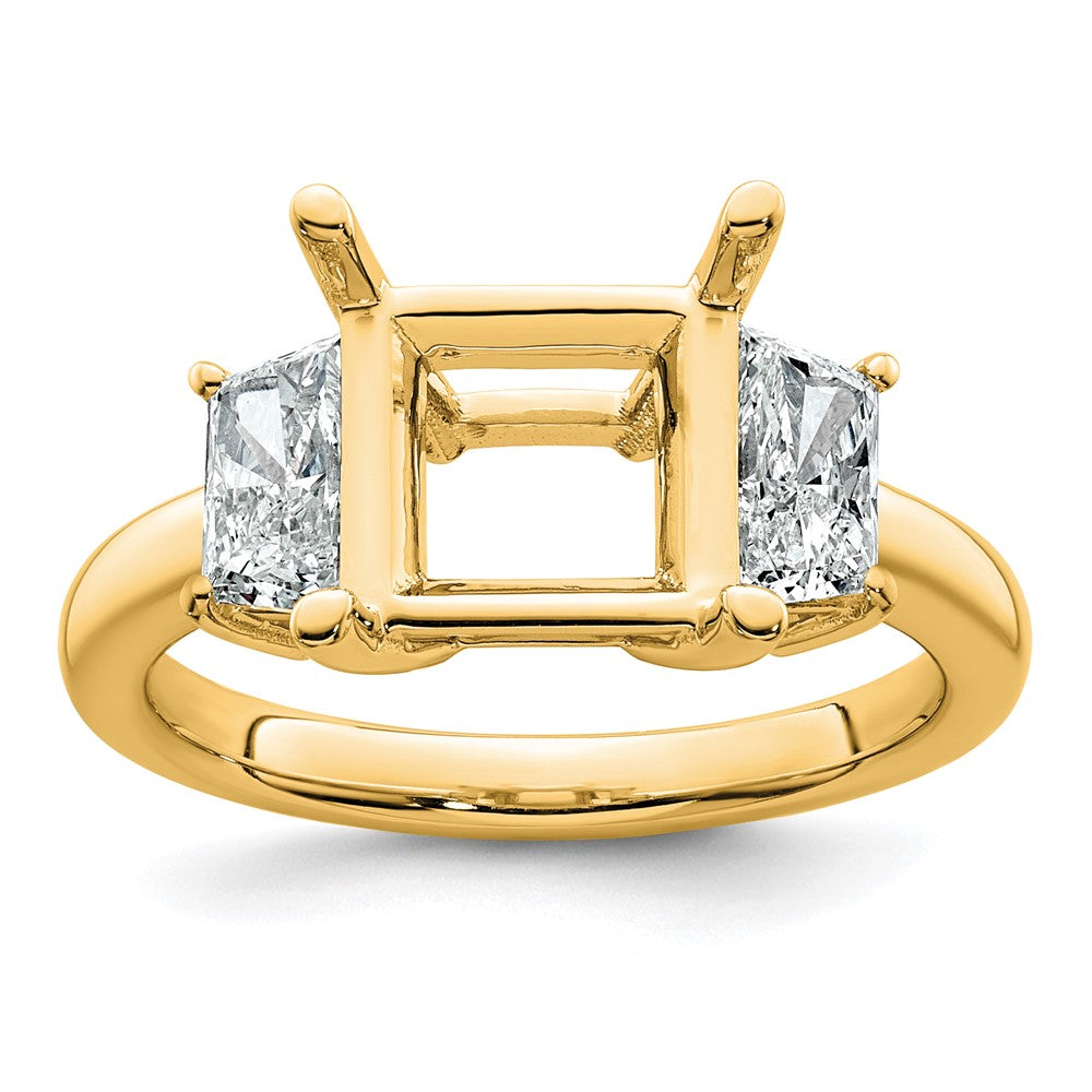 14k 1ct Lab Grown Diamond VS+ F+ Trapezoid 3ct Princess Semi Eng Ring