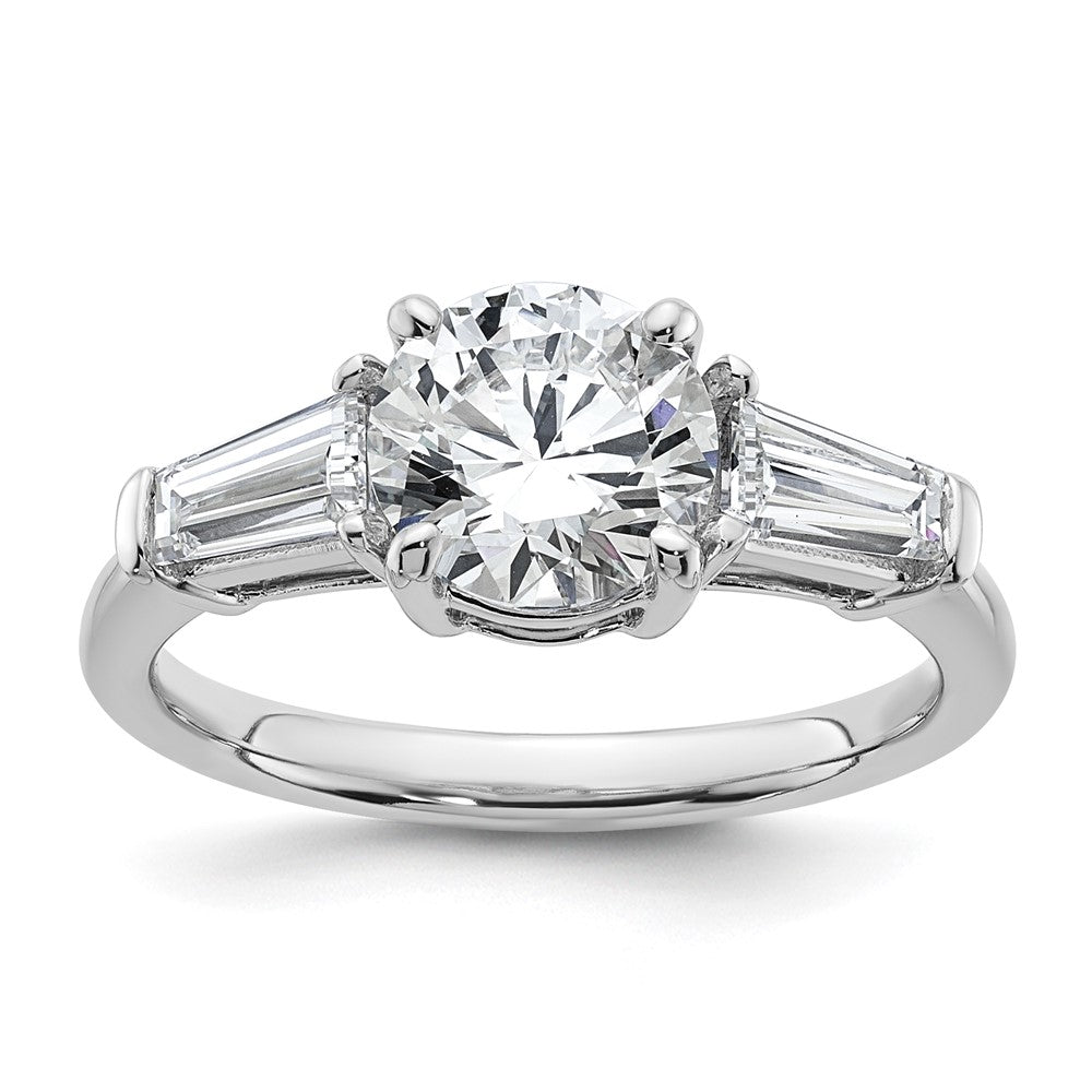 14kw 2 1/5ct Lab Grown Dia VS+ F+&Baguette Comp 3 Stone Eng Ring